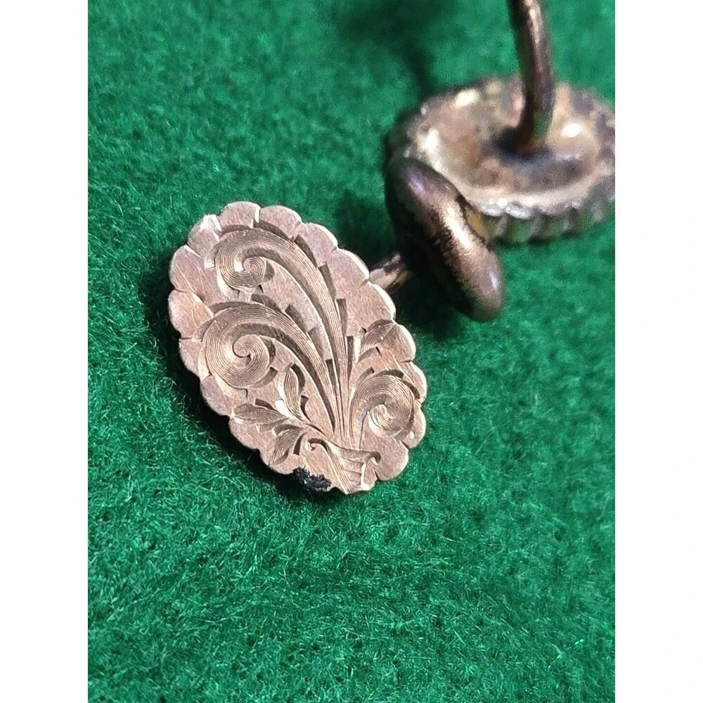 Antique Diamond Cut Gold Filled Art Nouveau Scrolling Floral Links Cufflinks